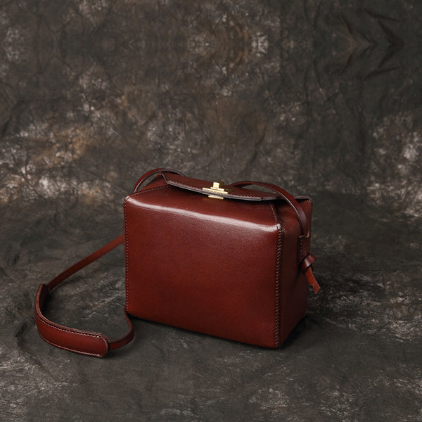 Square Box Bag Retro Leather Female Bag Messenger Bag