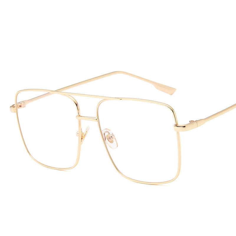 Large Square Metal Flat Mirror Retro Literary Polygonal Glasses Frame Square Large Frame Glasses