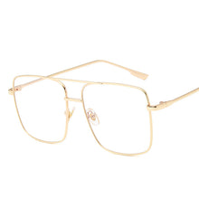 Large Square Metal Flat Mirror Retro Literary Polygonal Glasses Frame Square Large Frame Glasses