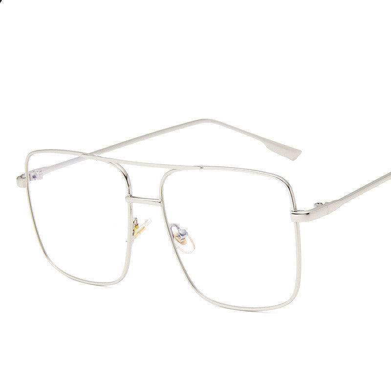 Large Square Metal Flat Mirror Retro Literary Polygonal Glasses Frame Square Large Frame Glasses