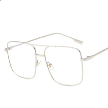 Large Square Metal Flat Mirror Retro Literary Polygonal Glasses Frame Square Large Frame Glasses
