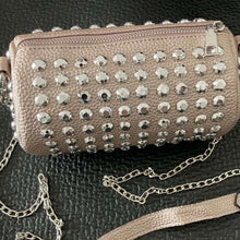 Cylindrical Small Bag  Rivet Chain Messenger Bag  Female Bag Diamond Mobile Phone Bag