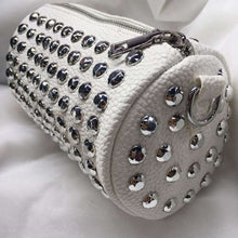 Cylindrical Small Bag  Rivet Chain Messenger Bag  Female Bag Diamond Mobile Phone Bag