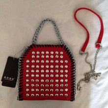 Cylindrical Small Bag  Rivet Chain Messenger Bag  Female Bag Diamond Mobile Phone Bag