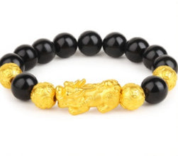 Sand Gold Men Obsidian Mythical Wild Animal Bracelet