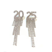 Digital Rhinestone Letter Earrings For New Year Pendant Earrings Women's Festival Copper Inlaid Rhinestone Fashion Earrings Party Gift