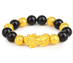 Sand Gold Men Obsidian Mythical Wild Animal Bracelet