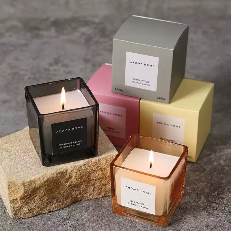 Aromatherapy Candle Soy Wax Four-color Small Square Cup Fragrance Gift Hand Gift