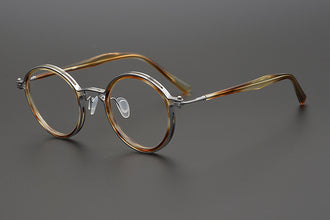 Pure Titanium Retro Handmade Round Frame Tortoiseshell  Myopia Frames