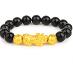 Sand Gold Men Obsidian Mythical Wild Animal Bracelet