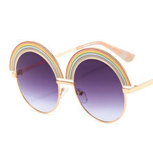 Metal Rainbow Large Round Frame Sunglasses