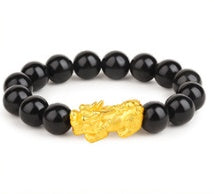 Sand Gold Men Obsidian Mythical Wild Animal Bracelet