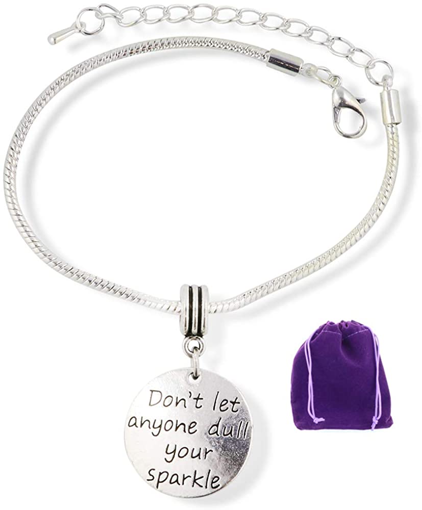 Don't Let Anyone Dull Your Sparkle Snake Chain Charm Bracelet