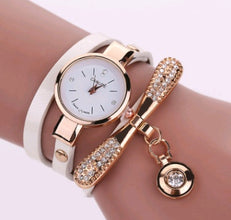 Thin belt fashion ladies watch Casual three-ring winding bracelet watch Women's fashion quartz watch