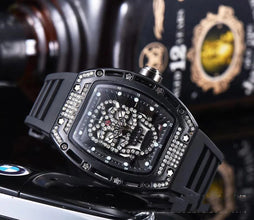 Fashion Tonneau-shaped Hollow Men's Silicone Quartz Watch