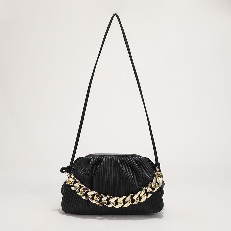 Solid Color Pleated Texture Bag Shoulder Bag Messenger Bag