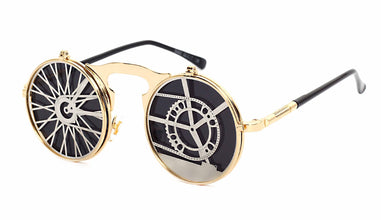 Men's Casual Retro Metal Punk Steam Flip Sunglasses