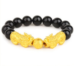 Sand Gold Men Obsidian Mythical Wild Animal Bracelet