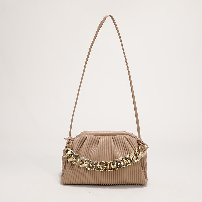 Solid Color Pleated Texture Bag Shoulder Bag Messenger Bag