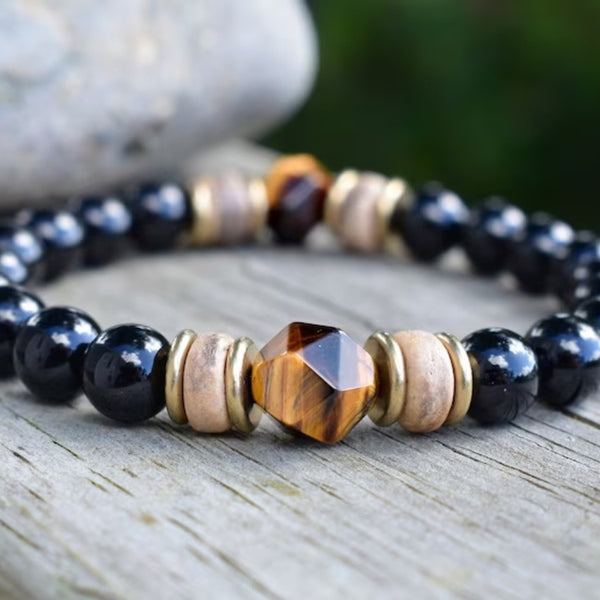 Tigereye Cut Obsidian Bracelet For Men And Women