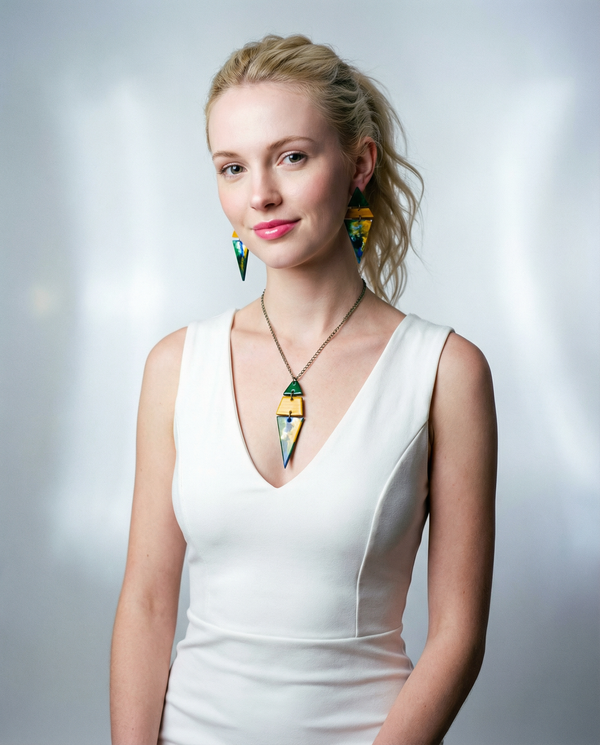 Large Green Triangle Pendant Necklace-1