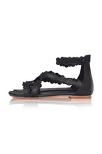 Salty Sea Scalloped Criss Cross Leather Sandals-5