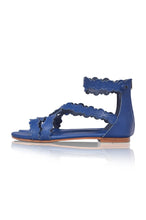 Salty Sea Scalloped Criss Cross Leather Sandals-4