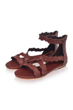 Salty Sea Scalloped Criss Cross Leather Sandals-2