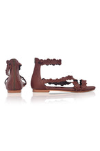 Salty Sea Scalloped Criss Cross Leather Sandals-3
