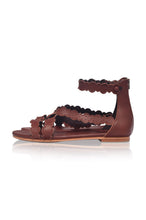 Salty Sea Scalloped Criss Cross Leather Sandals-1