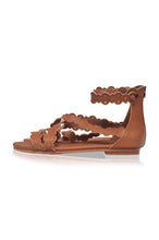 Salty Sea Scalloped Criss Cross Leather Sandals-7