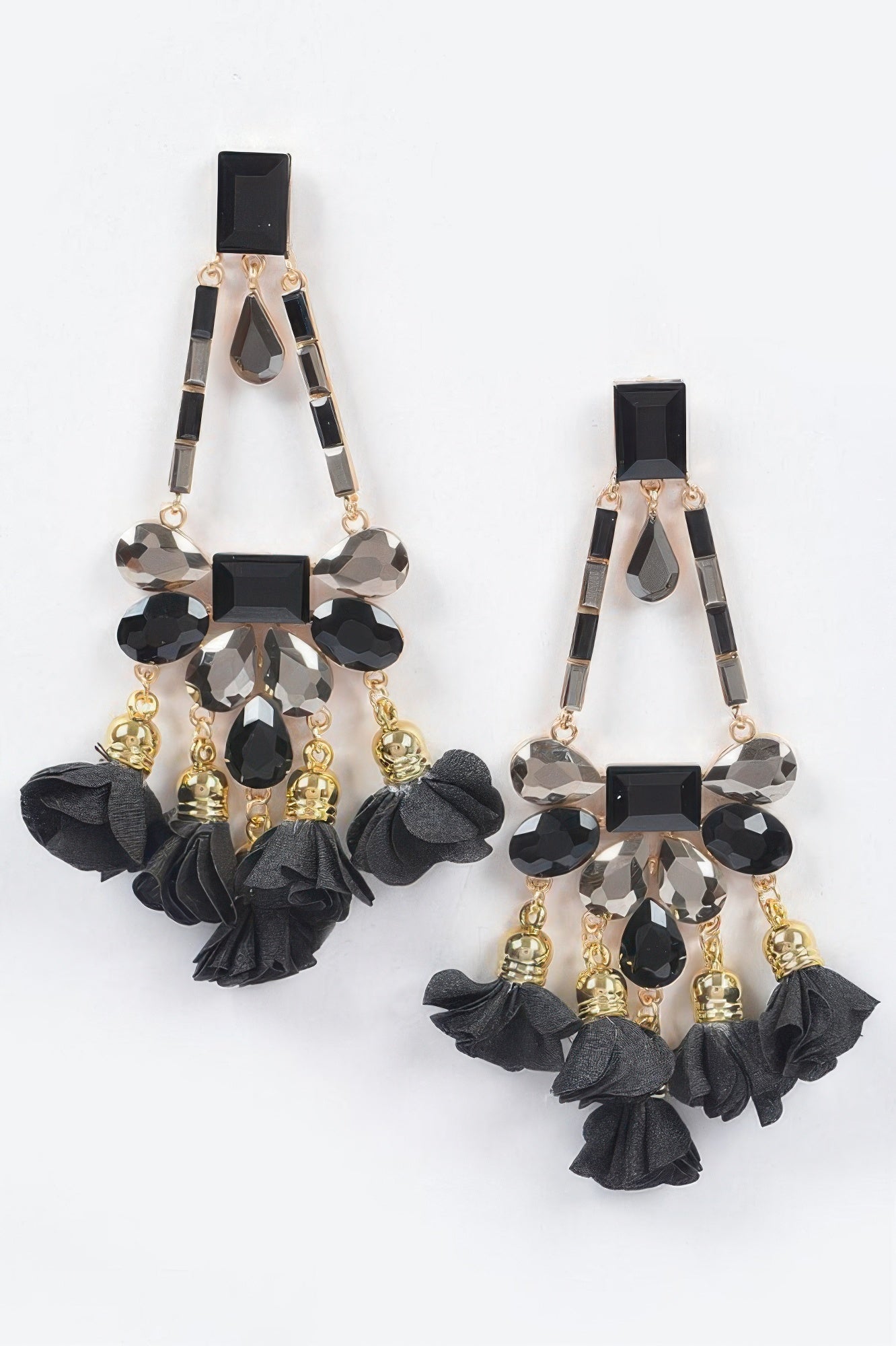 MEATPACKING Blossom Bling Rhinestone Party Drop Earrings: BYMANYC NY