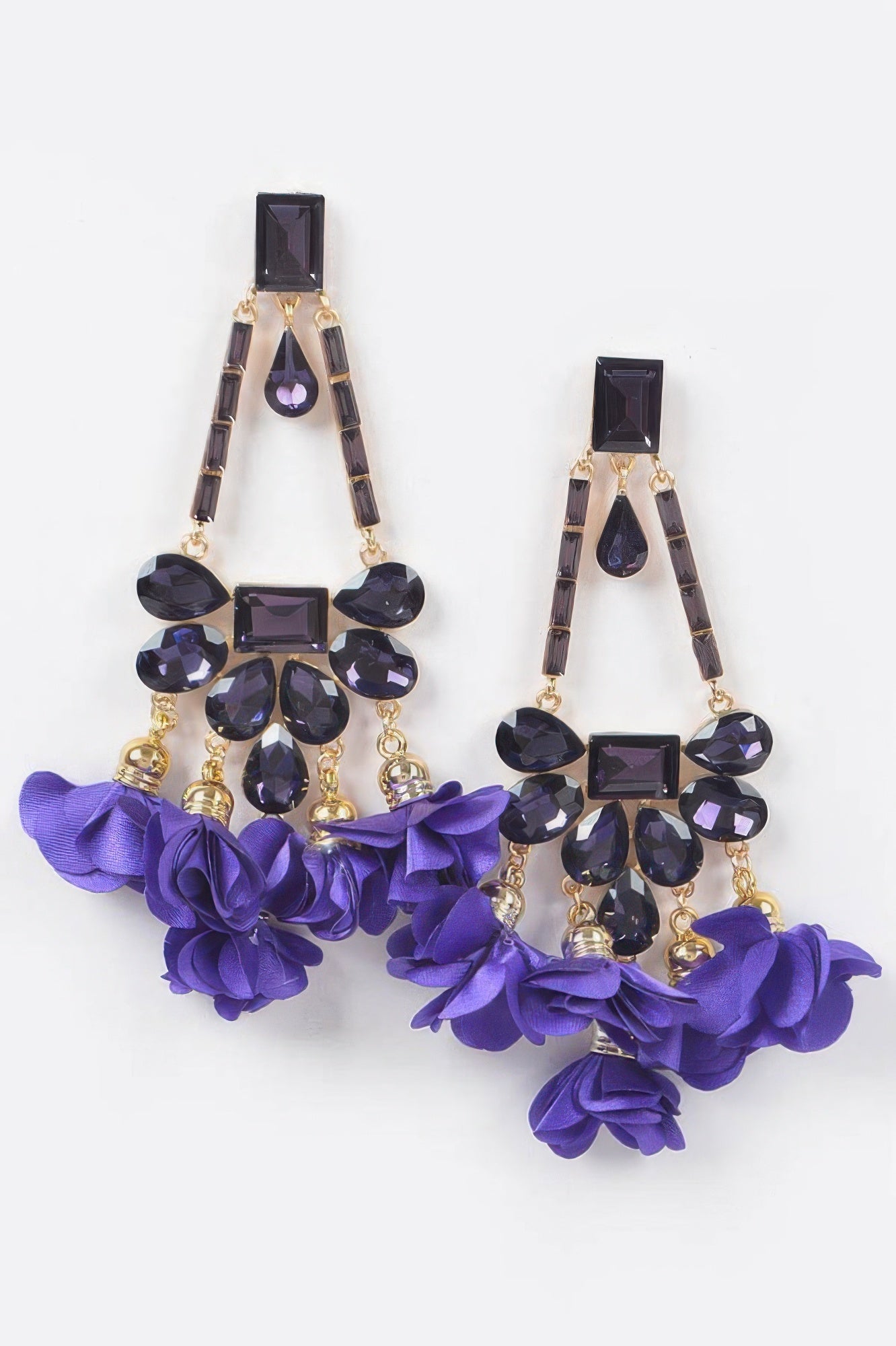 MEATPACKING Blossom Bling Rhinestone Party Drop Earrings: BYMANYC NY