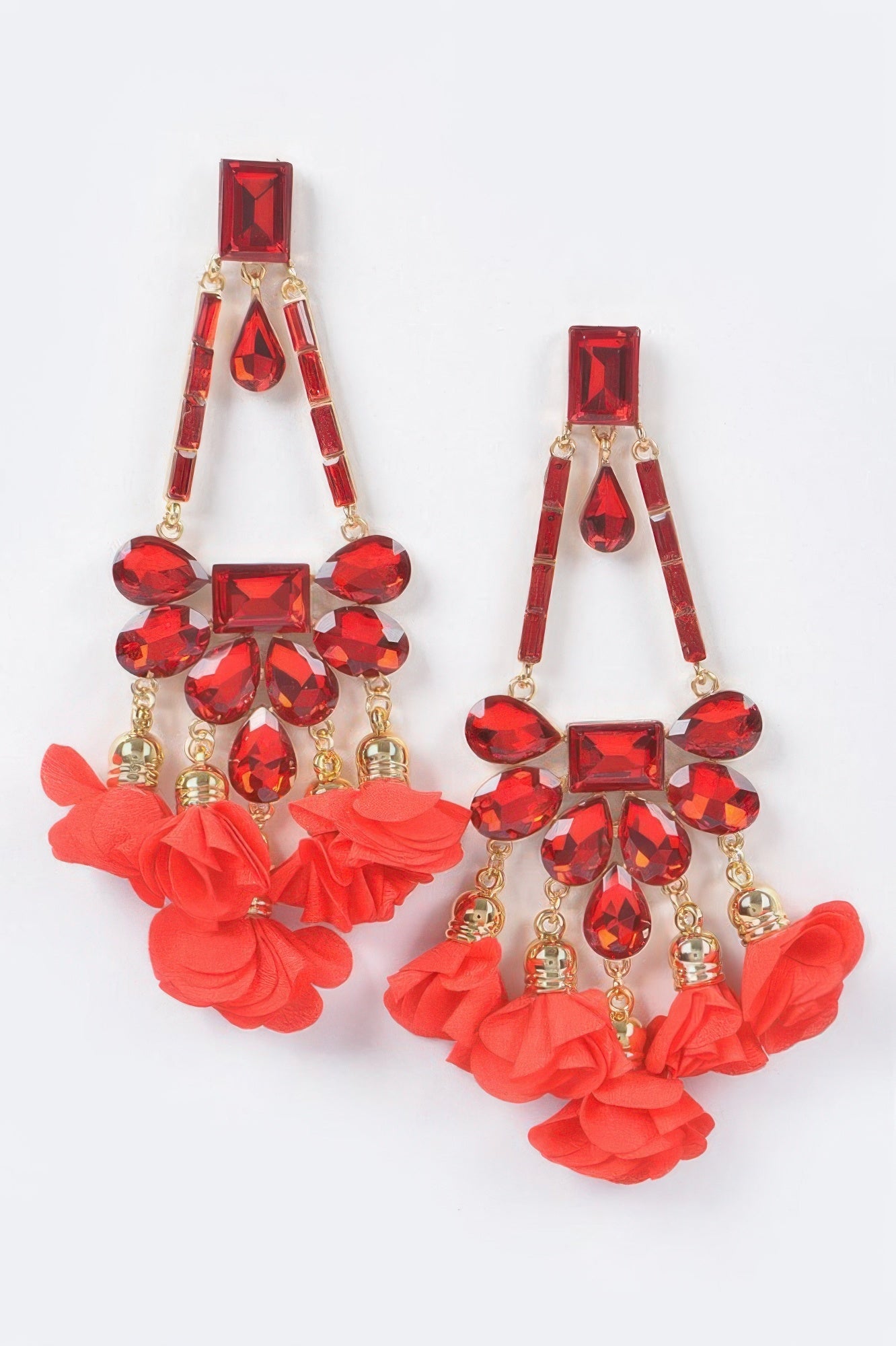 MEATPACKING Blossom Bling Rhinestone Party Drop Earrings: BYMANYC NY