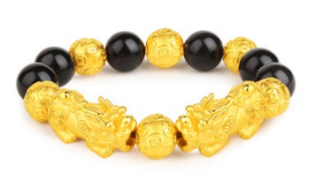 Sand Gold Men Obsidian Mythical Wild Animal Bracelet