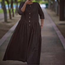 Womens Cotton-Linen Swing Midi Dress