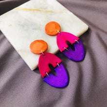 Bold Artsy Colorful Clip On Earrings for Non Pierced Ears Handmade from Clay- 