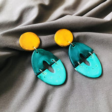 Bold Artsy Colorful Clip On Earrings for Non Pierced Ears Handmade from Clay- 