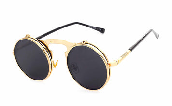 Men's Casual Retro Metal Punk Steam Flip Sunglasses