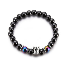 Creative Crown Men And Women With Black Gallstone Bracelet
