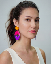Bold Artsy Colorful Clip On Earrings for Non Pierced Ears Handmade from Clay- 