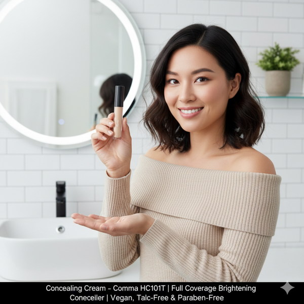Concealing Cream – Comma HC101T | Full Coverage Brightening Concealer | Vegan, Talc-Free & Paraben-Free
