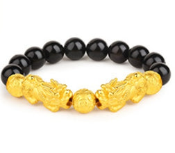 Sand Gold Men Obsidian Mythical Wild Animal Bracelet