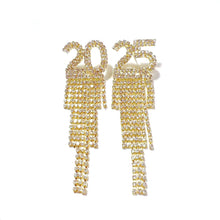 Digital Rhinestone Letter Earrings For New Year Pendant Earrings Women's Festival Copper Inlaid Rhinestone Fashion Earrings Party Gift