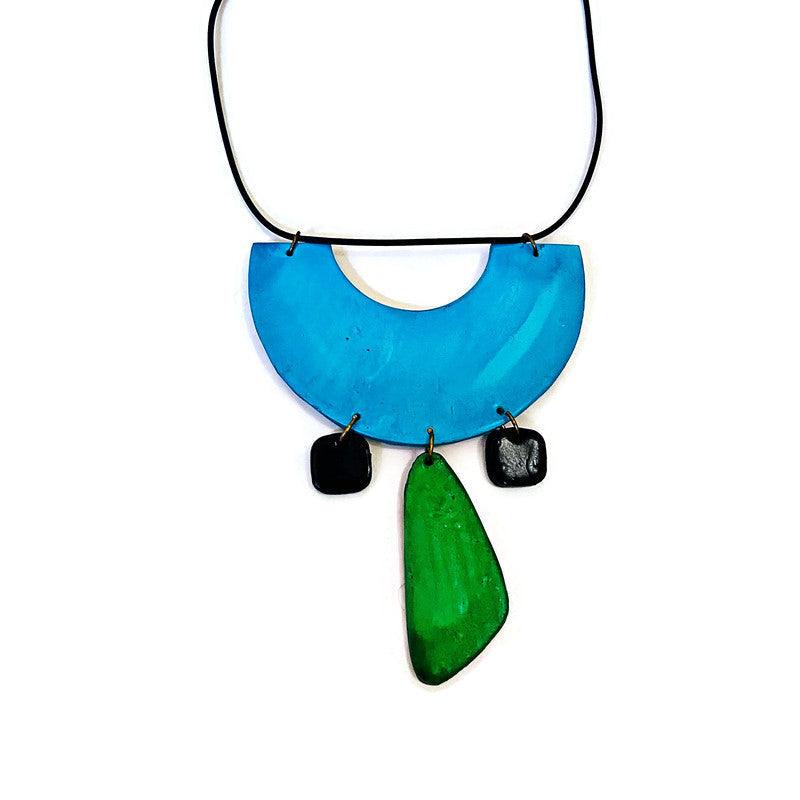 Funky Statement Necklace in Teal, Orange, Purple- "Ricki"