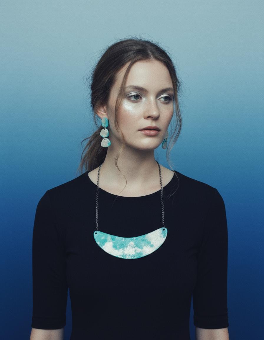 Handmade Necklace & Earrings Set in Turquoise and Silver