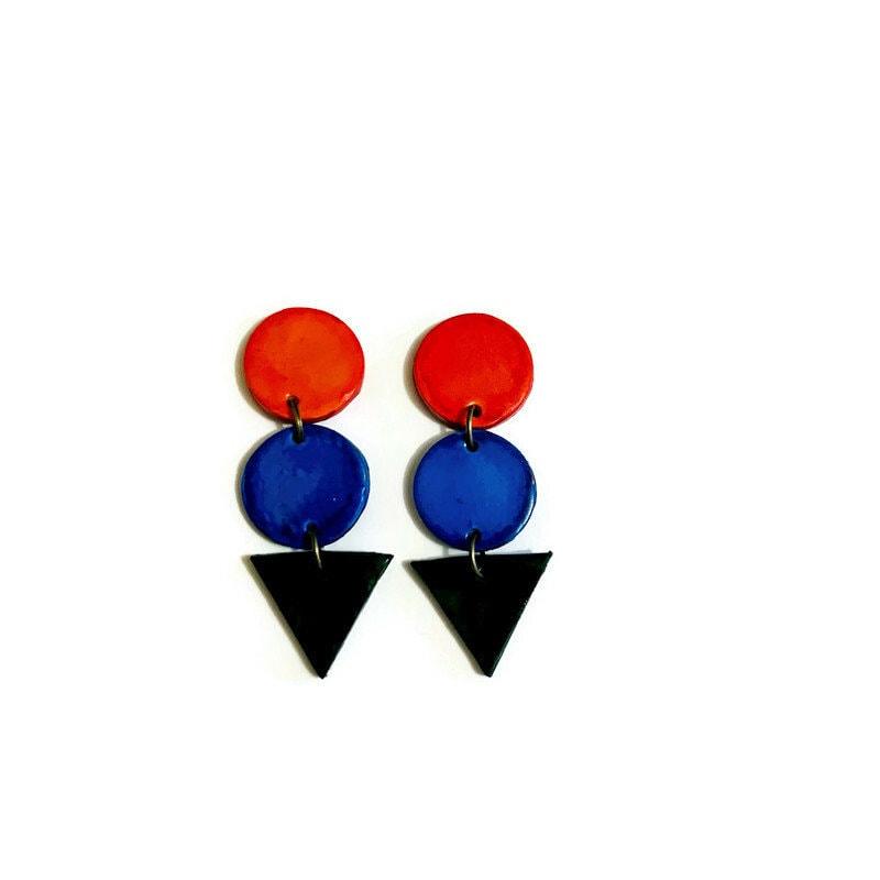 Long Statement Earrings in Tri Tone Style-1