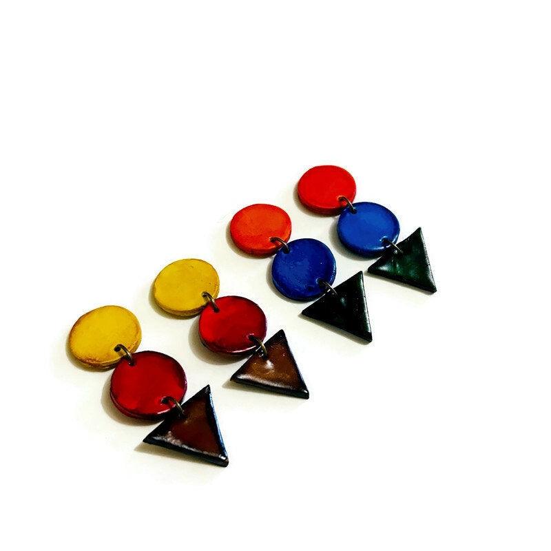 Long Statement Earrings in Tri Tone Style-4