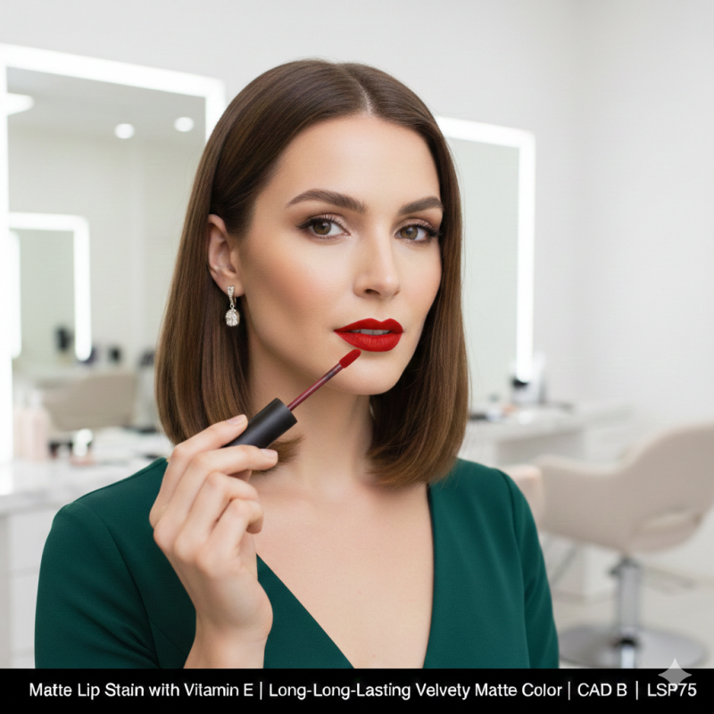 Matte Lip Stain with Vitamin E | Long-Lasting Velvety Matte Color | CAD B | LSP75