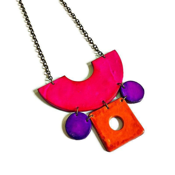Neon Statement Jewelry Set with Matching Earrings-1